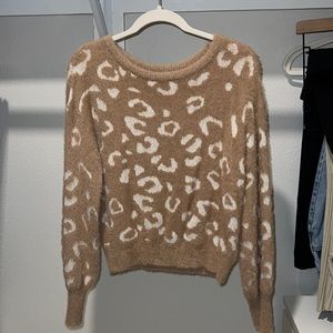Fuzzy cheetah sweater. Brand Express.